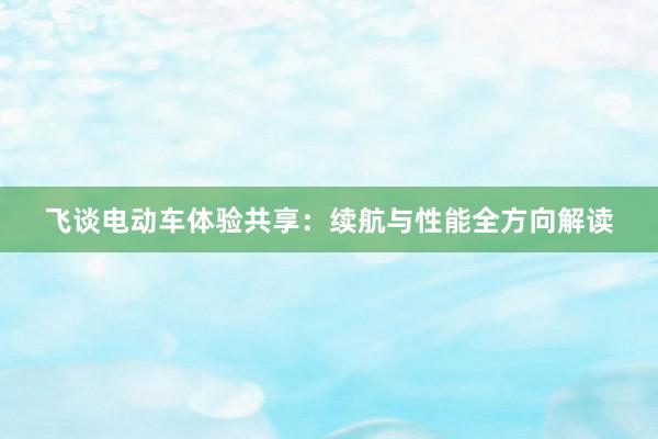 飞谈电动车体验共享:续航与性能全方向解读